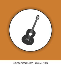 acoustic guitar icon. Flat design style eps 10