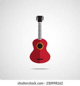 acoustic guitar icon , flat design.Vector EPS 10