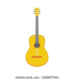 Acoustic guitar icon. Flat illustration of acoustic guitar vector icon isolated on white background