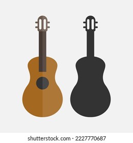 Acoustic guitar icon. Flat illustration of acoustic guitar. - Vector.