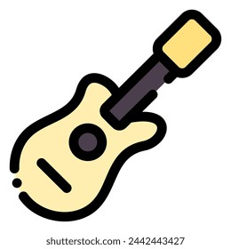 acoustic guitar icon in flat line style