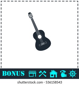 Acoustic guitar icon flat. Simple vector symbol and bonus icon
