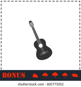 Acoustic guitar icon flat. Simple vector symbol and bonus icon