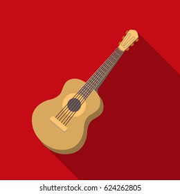Acoustic guitar icon in flat style isolated on white background. Musical instruments symbol stock vector illustration