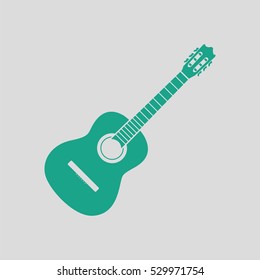 Acoustic guitar icon. Gray background with green. Vector illustration.