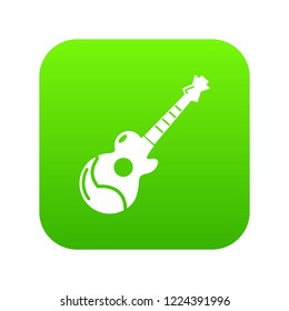 Acoustic guitar icon green vector isolated on white background