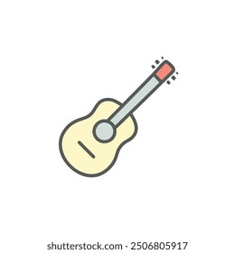 Acoustic guitar icon illustration. Simple acoustic guitar icon illustration in cartoon style. Perfect for music, entertainment, and hobby related designs.