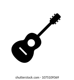 acoustic guitar icon isolated on white background. Flat guitar logo for business, marketing, internet concept. Trendy modern vector symbol for web site design or mobile app.