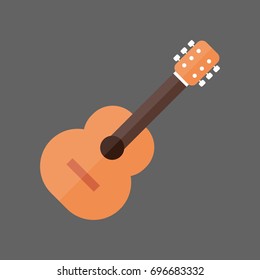 Acoustic Guitar Icon Music Instrument Concept Flat Vector Illustration