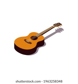 Acoustic guitar icon, music logo, isolated vector illustration.