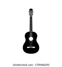 Acoustic guitar icon. Musical string instrument. Vector illustration