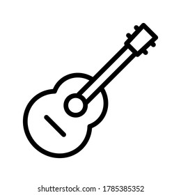 Acoustic guitar icon on isolated white background, Guitar line icon, Acoustic guitar illustration for logo, ui, web, apps, banner, poster, brochure, infographic, etc.