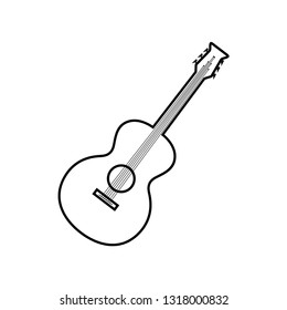 Acoustic guitar icon in outline, Music Instrument Vector Illustration