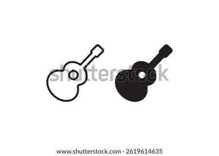 Acoustic Guitar Icon in Outline and Solid Style Vector