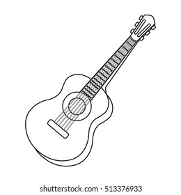 Acoustic guitar icon in outline style isolated on white background. Musical instruments symbol stock vector illustration