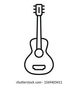 Acoustic guitar icon. Outline acoustic guitar vector icon for web design isolated on white background