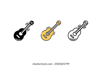 acoustic guitar icon - representing musical instruments, entertainment, and hobbies. vector icon with Outline, Glyph and Filled Outline Style