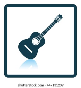 Acoustic guitar icon. Shadow reflection design. Vector illustration.