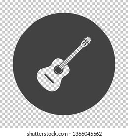 Acoustic guitar icon. Subtract stencil design on tranparency grid. Vector illustration.