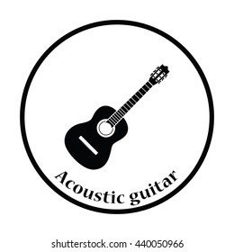 Acoustic guitar icon. Thin circle design. Vector illustration.