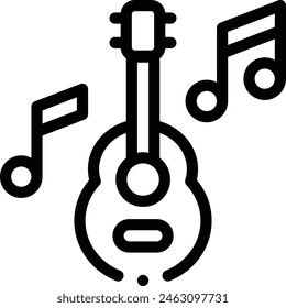 icono de guitarra acústica. Diseño De Estilo Lineal Delgado Aislado Sobre Fondo Blanco