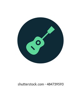 Acoustic guitar icon vector, clip art. Also useful as logo, circle app icon, web UI element, symbol, graphic image, silhouette and illustration.