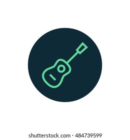 Acoustic guitar icon vector, clip art. Also useful as logo, circle app icon, web UI element, symbol, graphic image, silhouette and illustration.