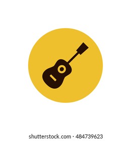 Acoustic guitar icon vector, clip art. Also useful as logo, circle app icon, web UI element, symbol, graphic image, silhouette and illustration. Compatible with ai, cdr, jpg, png, svg, pdf and eps. svg