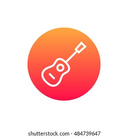 Acoustic guitar icon vector, clip art. Also useful as logo, circle app icon, web UI element, symbol, graphic image, silhouette and illustration.