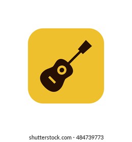 Acoustic guitar icon vector, clip art. Also useful as logo, square app icon, web UI element, symbol, graphic image, silhouette and illustration. Compatible with ai, cdr, jpg, png, svg, pdf and eps. svg