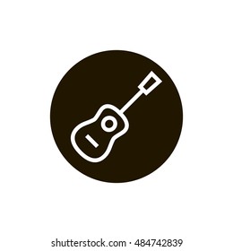 Acoustic guitar icon vector, clip art. Also useful as logo, circle app icon, web UI element, symbol, graphic image, silhouette and illustration. Compatible with ai, cdr, jpg, png, svg, pdf and eps. svg