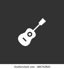 Acoustic guitar icon vector, clip art. Also useful as logo, web UI element, symbol, graphic image, silhouette and illustration. Compatible with ai, cdr, jpg, png, svg, pdf and eps formats.