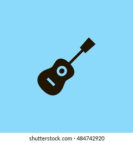Acoustic guitar icon vector, clip art. Also useful as logo, web UI element, symbol, graphic image, silhouette and illustration.