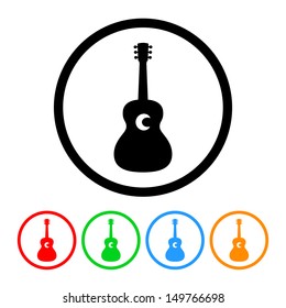 Acoustic Guitar Icon in Vector Format with Color Variations
