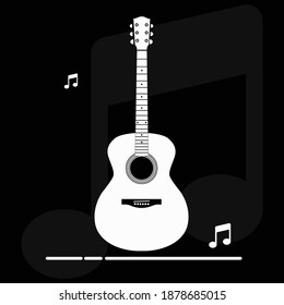 Acoustic guitar icon and vector grapihis