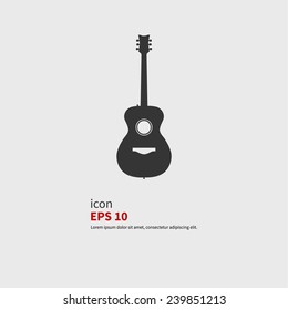 Acoustic guitar icon, vector illustration. Black silhouette.