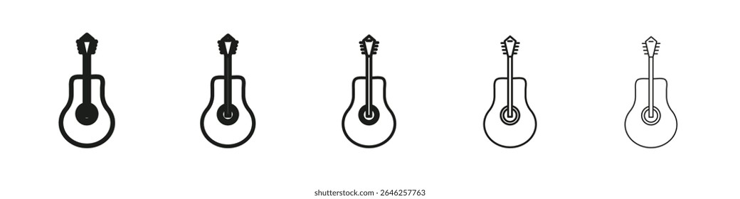 acoustic guitar icon vector outline set illustration sign