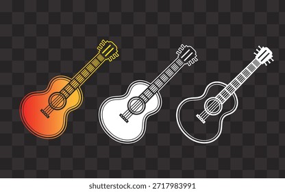 Acoustic Guitar Icon Vector Set