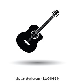 Acoustic guitar icon. White background with shadow design. Vector illustration.