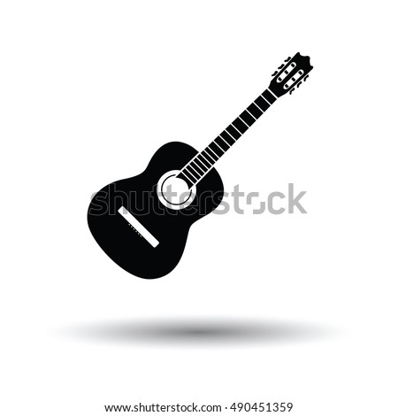 Acoustic guitar icon. White background with shadow design. Vector illustration.