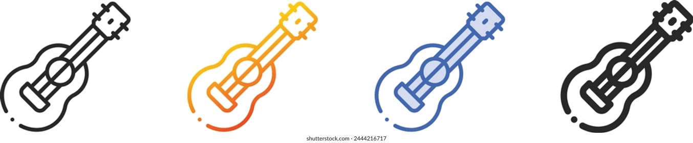 acoustic guitar icon.Thin Linear, Gradient, Blue Stroke and bold Style Design Isolated On White Background