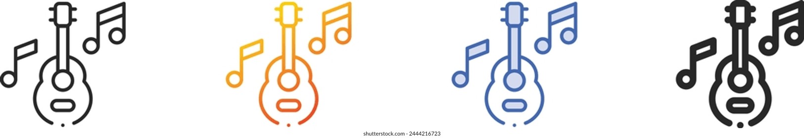 acoustic guitar icon.Thin Linear, Gradient, Blue Stroke and bold Style Design Isolated On White Background