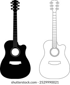 Acoustic Guitar Illustration - Black  White