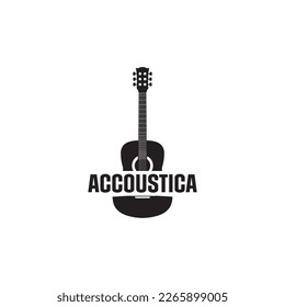 acoustic guitar illustration logo. elegant, vintage, inspiring, classic and simple, easy to apply anywhere

