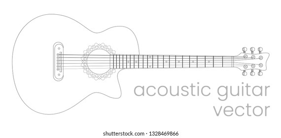 Acoustic guitar illustration. Music instrument. Vector line sketch. EPS8