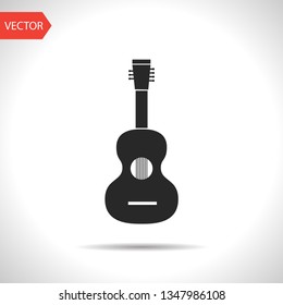 Acoustic guitar illustration. Musical instrument vector icon