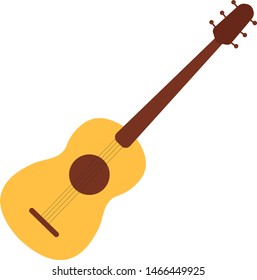 Acoustic guitar, illustration, vector on white background.