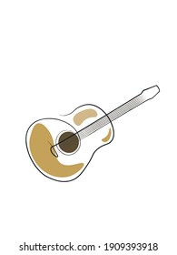 Acoustic Guitar, illustration, vector on a white background.