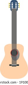 Acoustic guitar, illustration, vector on a white background.