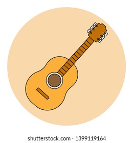 Acoustic guitar instrument icon. vector
